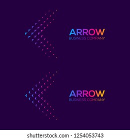 Set of Abstract Colorful Arrows navigator or Plane logo, Technology and digital, Fly and Forward,Travel Transport logistic Business, Dots and Pixel Concept Symbol and Icon Vector Design Elements 