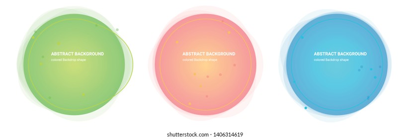 Set Abstract Colorful Backdrop Geometric Shape. Splash Gradient Design for Banner, Card, Brochure. Isolated Waves in Pear, Lima, Saffron-Mango, Froly, Java, Curious-Blue colors. Vector Illustration 
