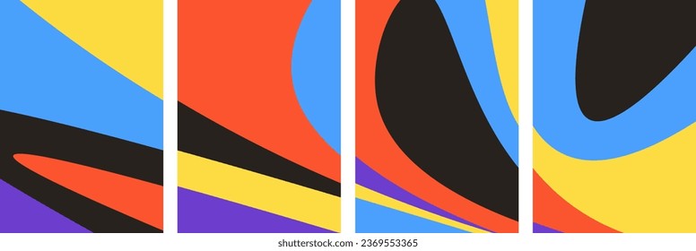 Set of abstract colorful background. Fluid dynamic wave trendy design. Vector illustration