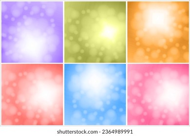 Conjunto de fondo colorido abstracto con efecto bokeh. Ilustración vectorial.