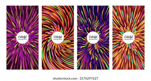 Set abstract colorful backgrounds with gradient color and vibrant color blending effects.