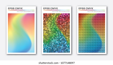 Set of abstract colorful backgrounds, templates; eps 8, CMYK, ready for printing. Good for business cards, brochures, posters, etc., and for WEB design.