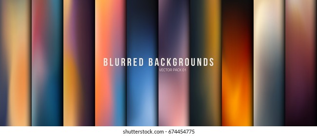 Set of abstract colorful blurred backgrounds. Vector illustration.