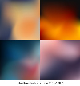 Set of abstract colorful blurred backgrounds. Vector illustration.