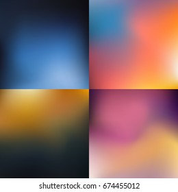 Set of abstract colorful blurred backgrounds. Vector illustration.