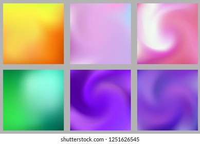 Set of abstract colorful blurred gradient mesh vector background. Element for your website, presentation, app and other. All elements are easily editable. Modern, trend colors