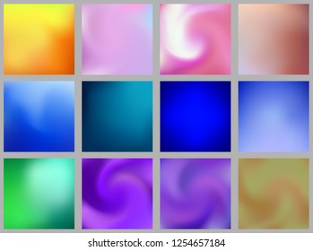 Set of abstract colorful blurred gradient mesh vector background. Element for your website, presentation, app and other. All elements are easily editable. Modern, trend colors