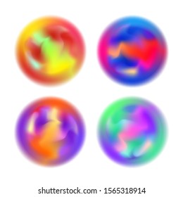 Set of abstract colorful blurred motion in spheres shape on white