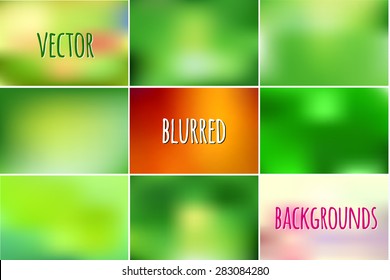 Set of abstract colorful blurred vector backgrounds. 