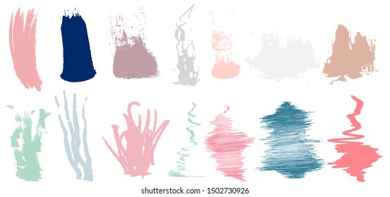 Set abstract colorful brushes and strokes, doodle pattern background. Modern beautiful grunge and stripes.