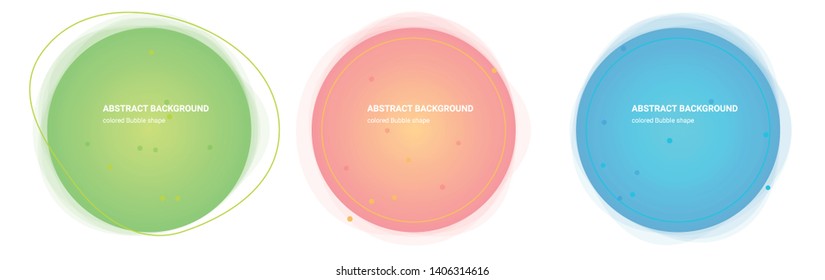 Set Abstract Colorful Bubble Geometric Shape. Flowing Gradient Design for Banner, Card, Brochure. Isolated Waves in Pear, Lima, Saffron-Mango, Froly, Java, Curious-Blue colors. Vector Illustration 