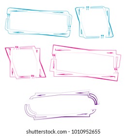 set of abstract colorful bubble speech quote box illustration