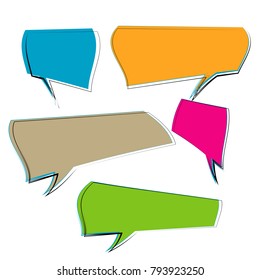 set of abstract colorful bubble speech quote box template isolated on white background