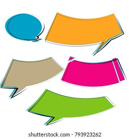 set of abstract colorful bubble speech quote box template isolated on white background