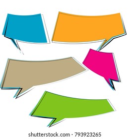 set of abstract colorful bubble speech quote box template isolated on white background