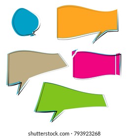 set of abstract colorful bubble speech quote box template isolated on white background