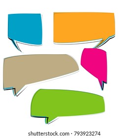 set of abstract colorful bubble speech quote box template isolated on white background