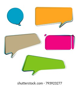 set of abstract colorful bubble speech quote box template isolated on white background