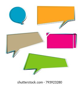 set of abstract colorful bubble speech quote box template isolated on white background
