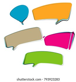 set of abstract colorful bubble speech quote box template isolated on white background