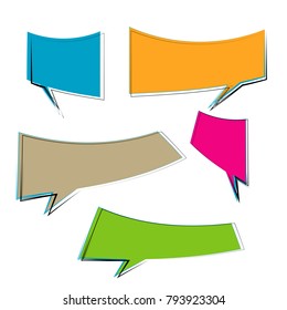 set of abstract colorful bubble speech quote box template isolated on white background