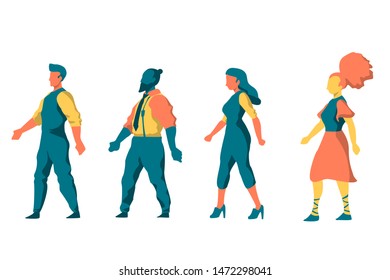 Set of abstract colorful characters, ready for animation.