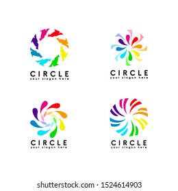 set of abstract colorful circle logo icon in vector