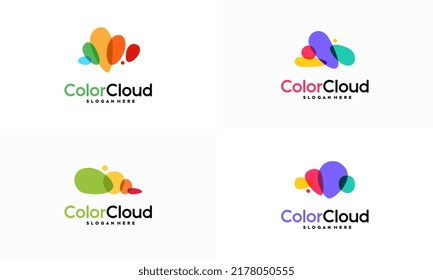 Set of Abstract Colorful Cloud Logo designs concept vector, Cloud Technology Logo vector