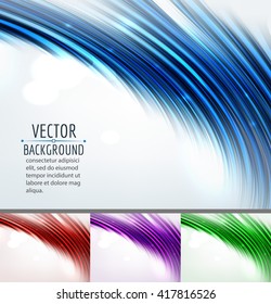 Set of abstract colorful curves. Vector background .