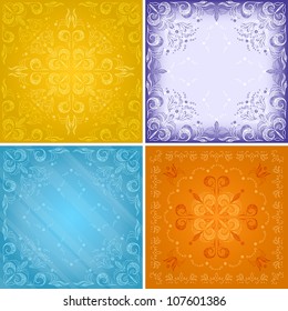 Set abstract colorful different graphic floral backgrounds. Vector illustration