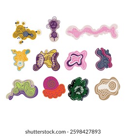 Set of the abstract colorful doodle shapes. Vector creative design elements.
