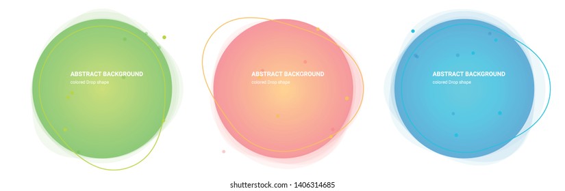Set Abstract Colorful Drop Geometric Shape. Wavy Gradient Design for Banner, Card, Brochure. Isolated Waves in Pear, Lima, Saffron-Mango, Froly, Java, Curious-Blue colors. Vector Illustration 