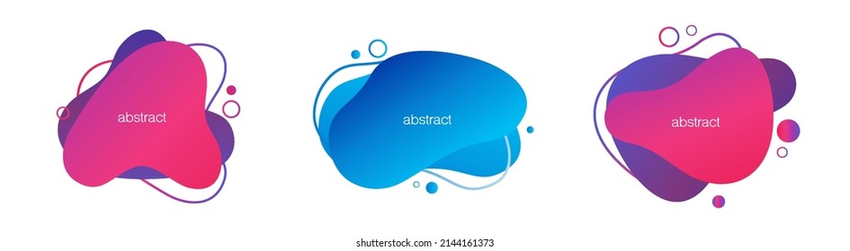 Set of abstract colorful drops on a white background. Abstract spots of aquamarine color with dynamic color.