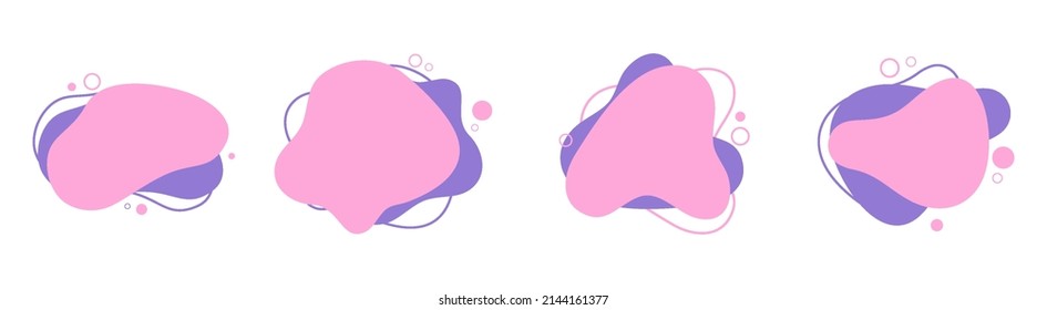 Set of abstract colorful drops on a white background. Abstract spots of aquamarine color with dynamic color.