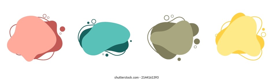 Set of abstract colorful drops on a white background. Abstract spots of aquamarine color with dynamic color.