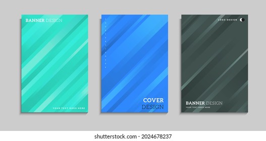 Set Of Abstract Colorful Dynamic Gradient Diagonal Stripe Cover Template, Can Be Used As Banner, Frame, Poster, Web Or Presentation