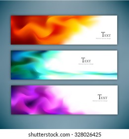 Set of abstract colorful flame banners. Vector background