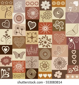 Set of abstract colorful floral squares in vector