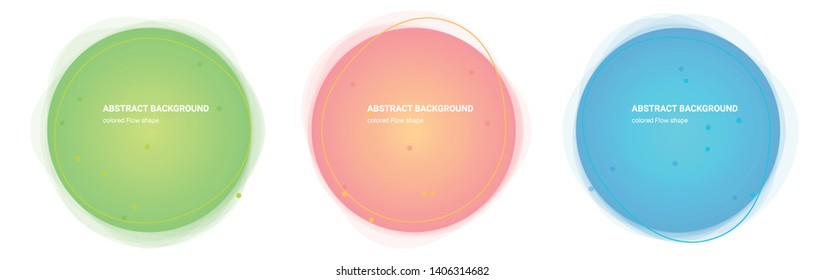Set Abstract Colorful Flow Geometric Shape. Backdrop Gradient Design for Banner, Card, Brochure. Isolated Waves in Pear, Lima, Saffron-Mango, Froly, Java, Curious-Blue colors. Vector Illustration 