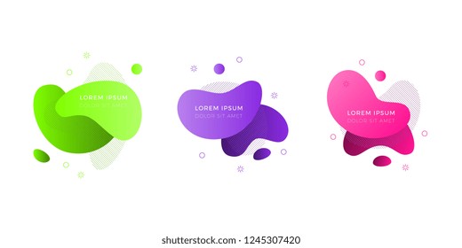 set of abstract colorful fluid shapes.  gradient geometric frames. flat vector illustration easy to edit and customize. modern design elements for business cards, invitations, flyers, brochures