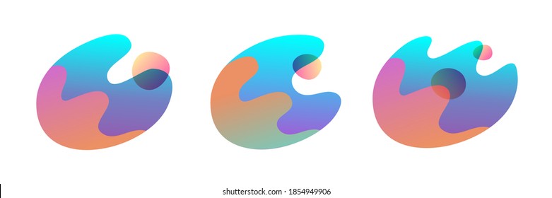 Set abstract colorful fluid shapes. Flat round liquid form blob splash with various colors. Vector template for banner, logo, card ect