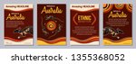 Set of abstract colorful flyers, posters, banners, placards, brochure design templates A6 size. Ethnic style brochure templates. Aboriginal style. Australian style. Vector color illustrations.