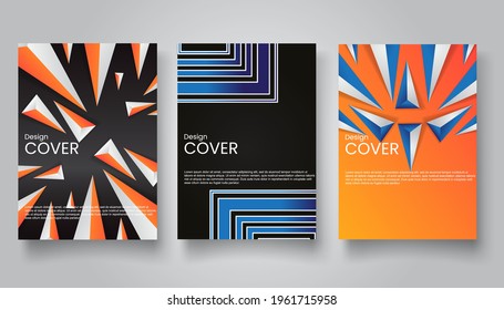 Set Of Abstract Colorful geometric background. Minimal covers design. Perfect for backgrounds for the cover of magazines, Banner, Poster.