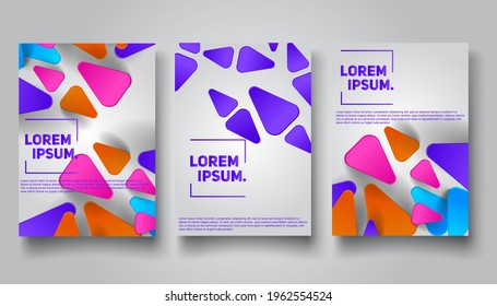 Conjunto De Fondo Geométrico De Color Abstracto. Diseño de cubiertas mínimas. Perfecto para los antecedentes de la portada de revistas, cartel, afiche.