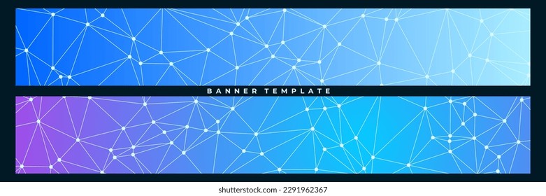 set of abstract colorful geometric banner background with triangle shape pattern and molecular