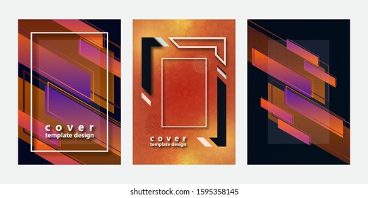 Set. Abstract colorful geometric composition background of bright diagonal stripes and lines, frame for text. Dynamic, stylish design. Template for banners, flyers, posters, brochures. Vector 