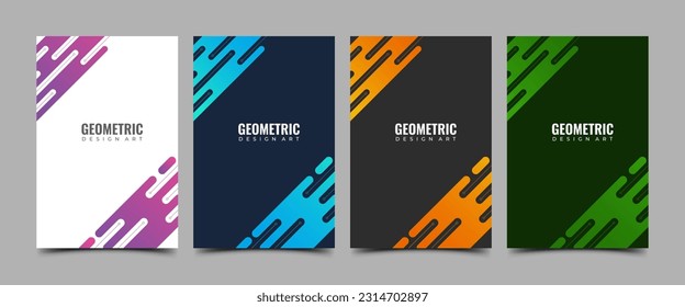 Set of Abstract colorful geometric shapes poster vector design