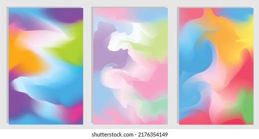 Establecer conjunto de ilustraciones de degradado de color abstracto. Colores de contraste. Diseño de vectores para carteles, volantes, afiches y papel pintado. Eps10