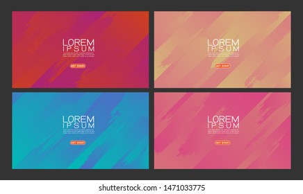Set of abstract colorful gradient  background and brush stroke texture for landing page or corporate business, Vector illustration 