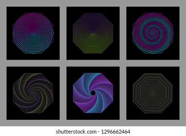 Set of abstract colorful gradients patterns design. Future geometric background